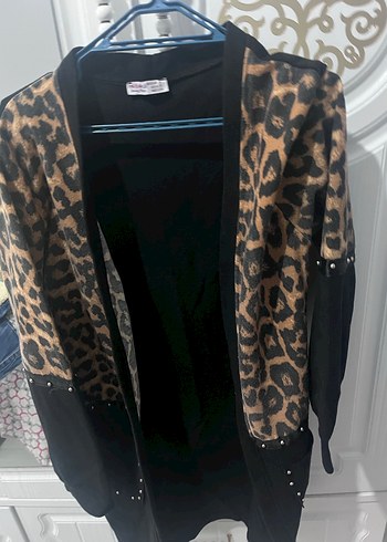 Leopar Desenli Uzun Kadın Hırka - Görsel 2