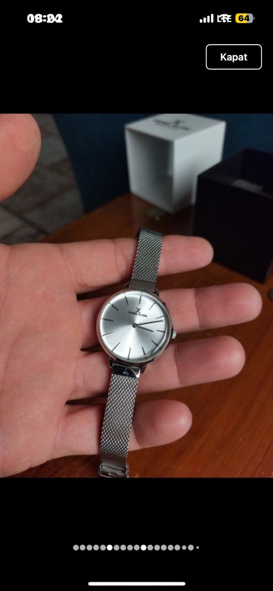 Zincir Detaylı Gri Kadın Saat orijinal - Görsel 3
