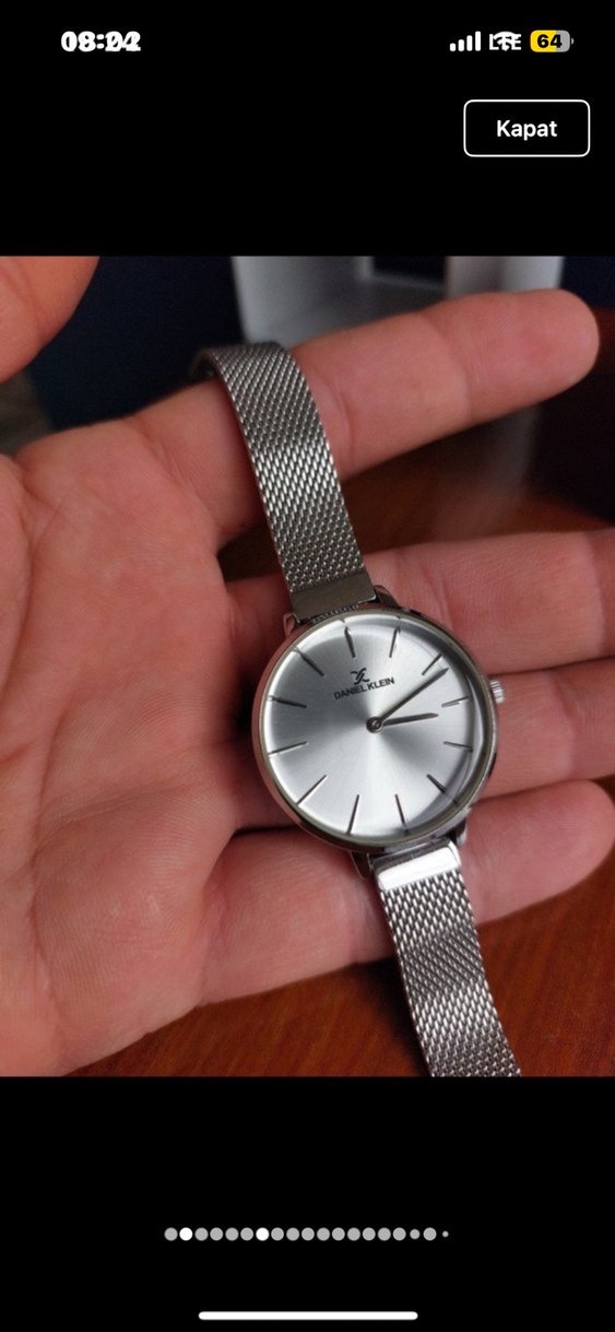 Zincir Detaylı Gri Kadın Saat orijinal - Görsel 2