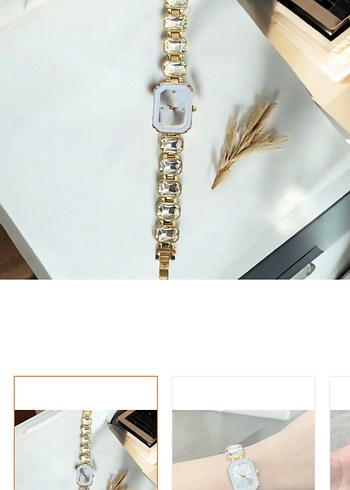 Altın Renkli Kadın Saat Parlak Taşlı sıfırdır kutulu - Görsel 3