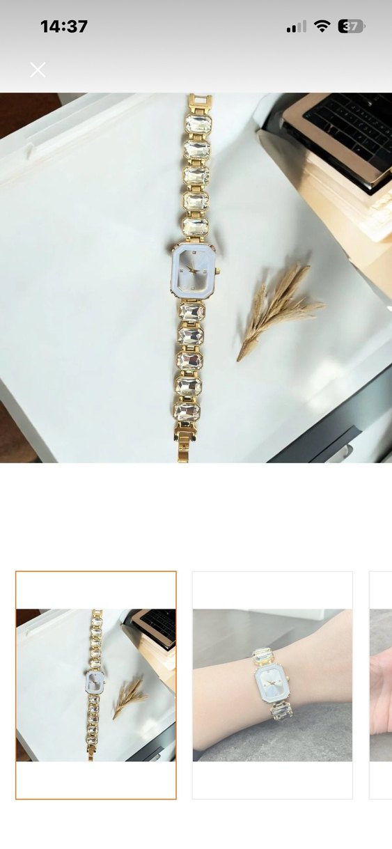 Altın Renkli Kadın Saat Parlak Taşlı sıfırdır kutulu - Görsel 3