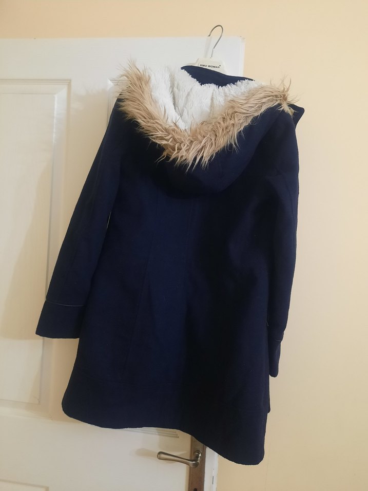 Düğmeli Lacivert Midi Kadın Kaban - Görsel 2