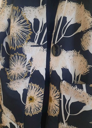 Lacivert Baskılı Midi Kadın Ceket - Görsel 2