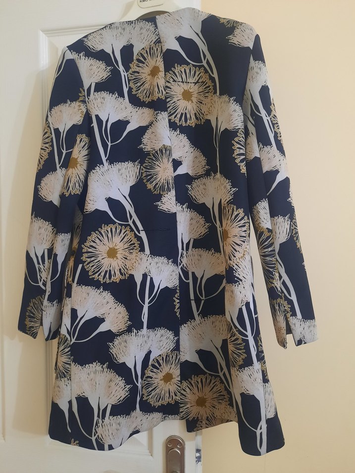 Lacivert Baskılı Midi Kadın Ceket - Görsel 3