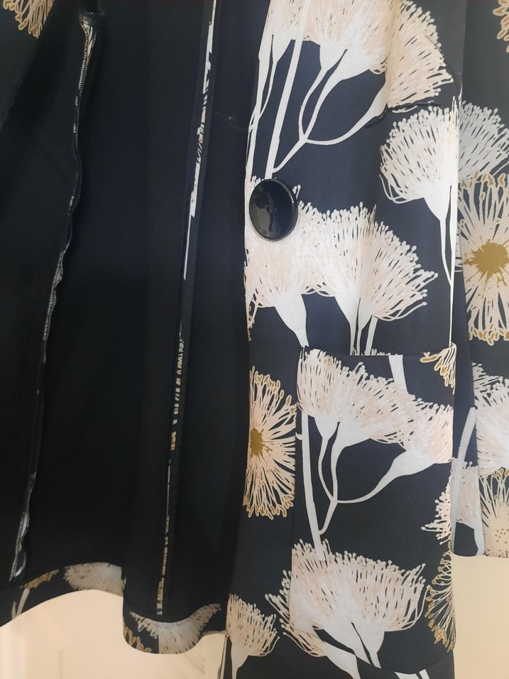 Lacivert Baskılı Midi Kadın Ceket - Görsel 4