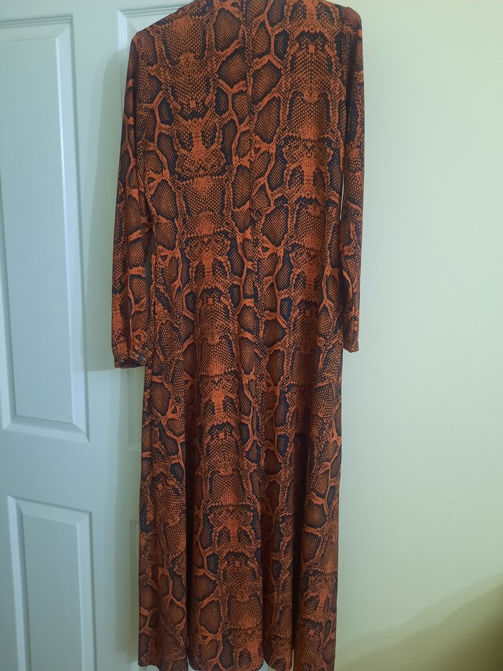 Yılan Desenli Uzun Bohem Elbise - Görsel 3