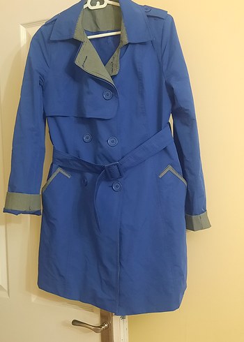 Kadın Mavi Midi Trençkot - Görsel 2