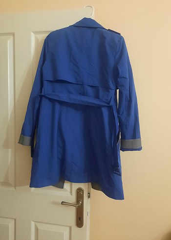 Kadın Mavi Midi Trençkot - Görsel 3