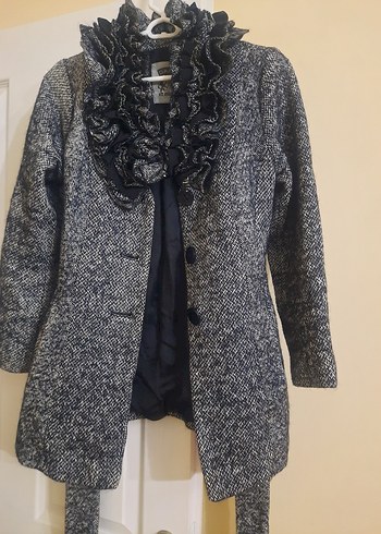 Düğmeli Gri Yün Midi Kabanı - Görsel 2