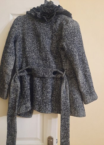 Düğmeli Gri Yün Midi Kabanı - Görsel 3