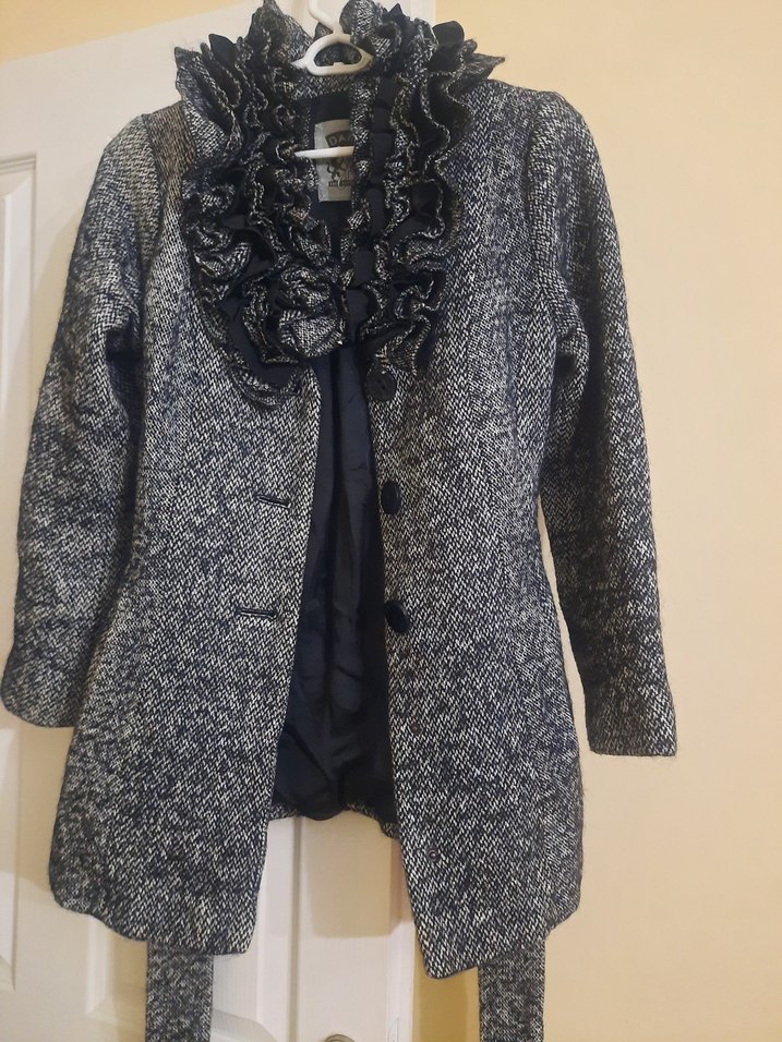 Düğmeli Gri Yün Midi Kabanı - Görsel 2