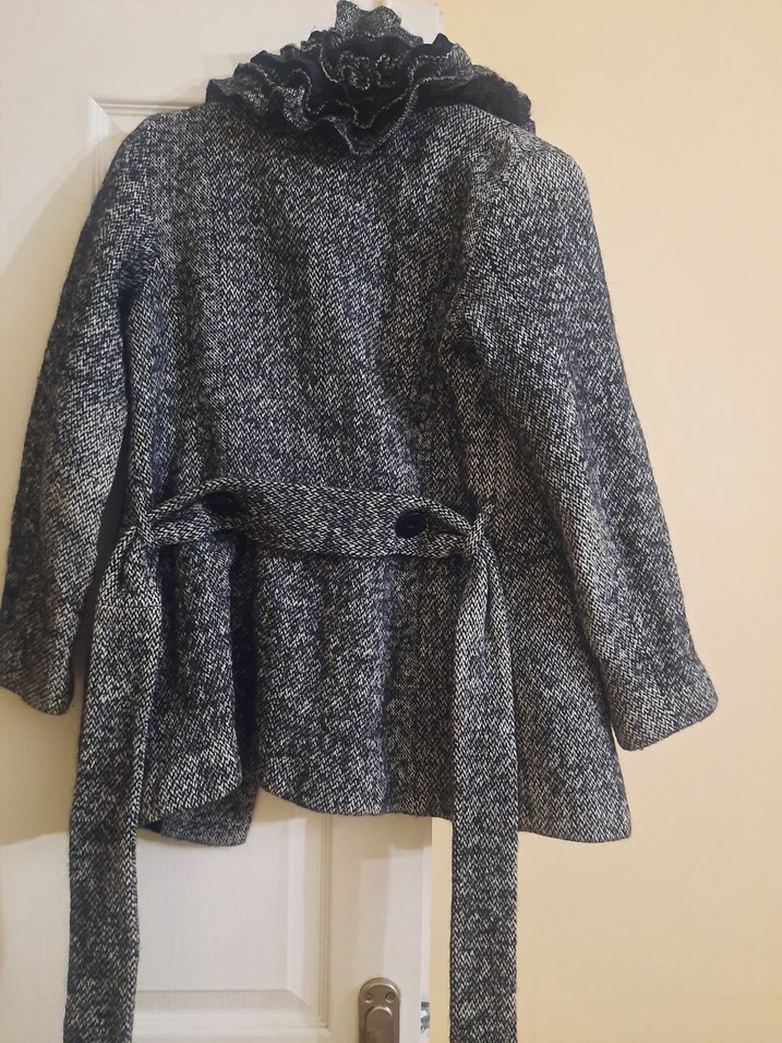 Düğmeli Gri Yün Midi Kabanı - Görsel 3