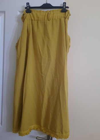Düğmeli Sarı Uzun Keten Etek - Görsel 2