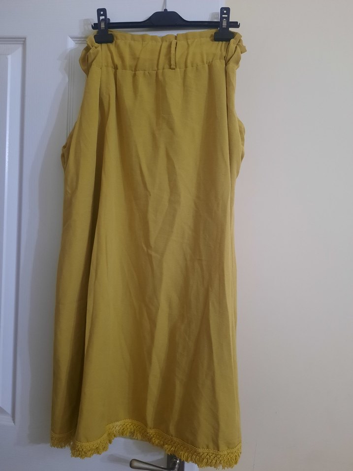 Düğmeli Sarı Uzun Keten Etek - Görsel 2