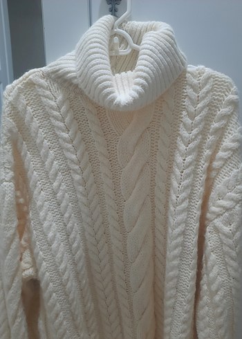 Beyaz Örgü Boğazlı Kadın Kazak - Görsel 3