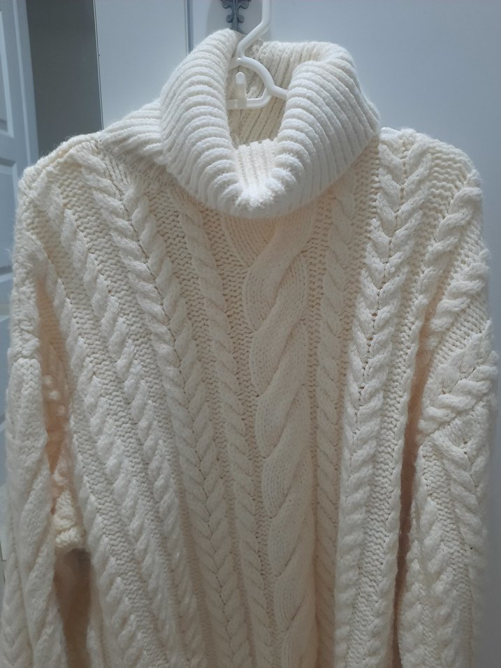 Beyaz Örgü Boğazlı Kadın Kazak - Görsel 3