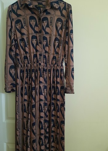 Uzun Kollu Baskılı Elbise - Görsel 2