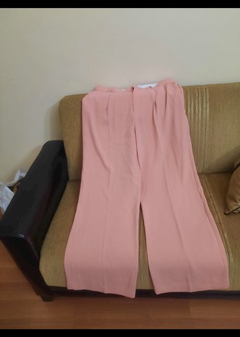 Pembe Pilili Midi Kadın Kumaş Pantolon - Görsel 3