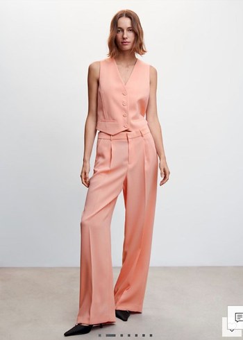 Pembe Pilili Midi Kadın Kumaş Pantolon - Görsel 2