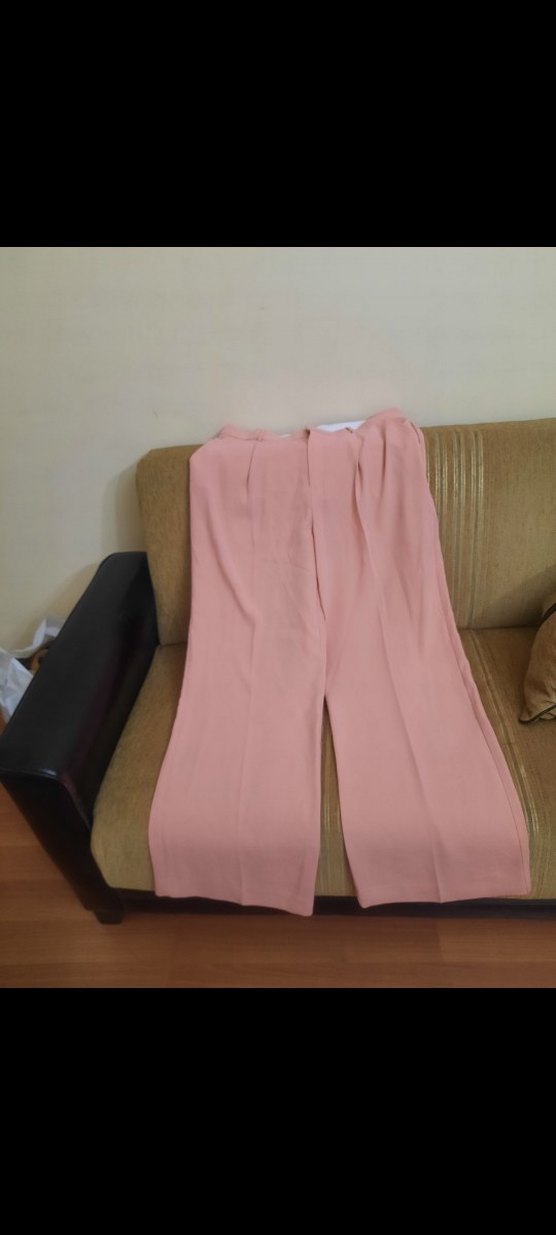 Pembe Pilili Midi Kadın Kumaş Pantolon - Görsel 3