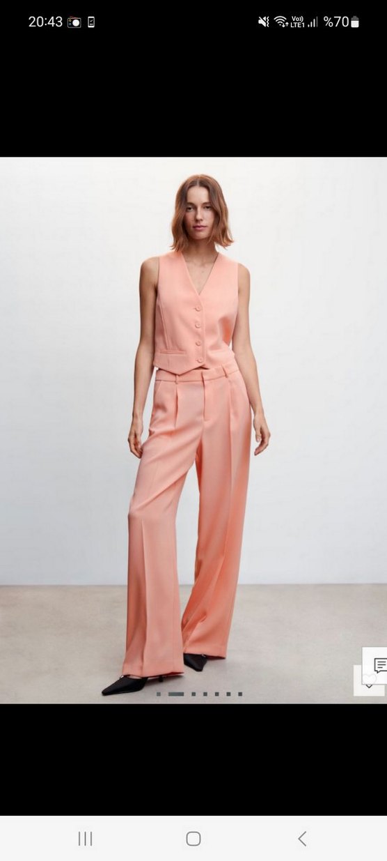 Pembe Pilili Midi Kadın Kumaş Pantolon - Görsel 2