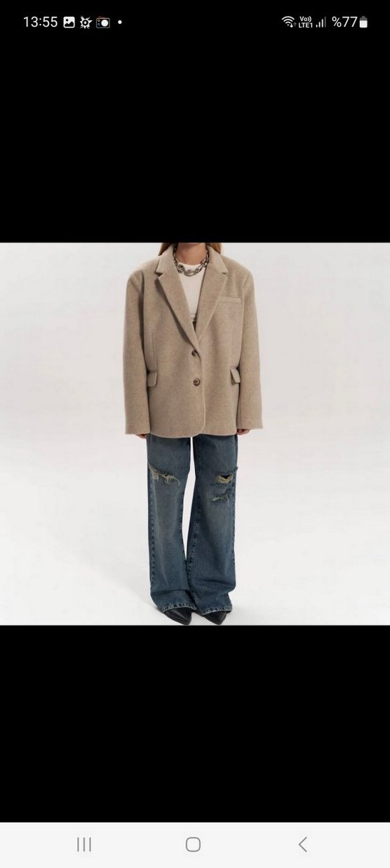 Mai krem kaban ceket - Görsel 4