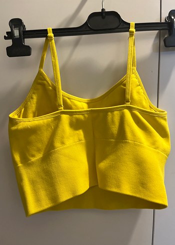 s Beden Sarı İnce Askılı Kadın Crop Top