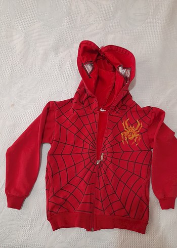 Kırmızı Baskılı Kapüşonlu Erkek Sweatshirt