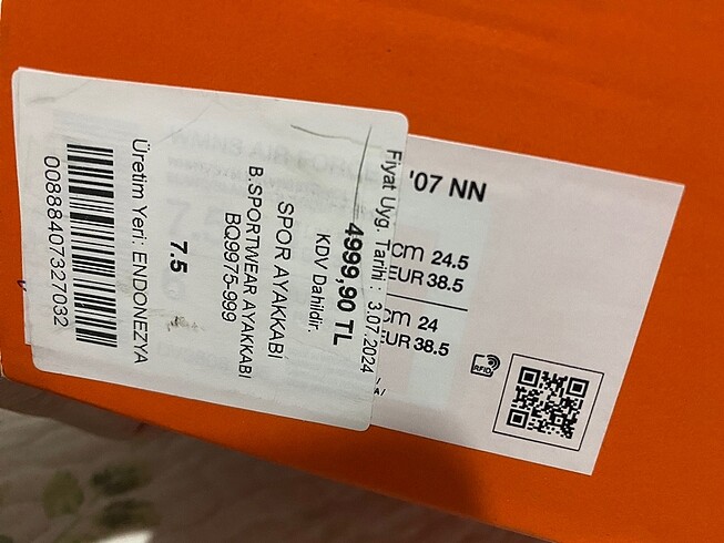 38,5 Beden Nike Air Force Ayakkabı(ORİJİNAL)