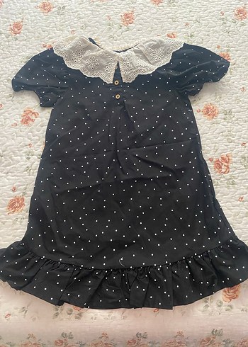 Puantiye Desenli Siyah Kız Elbisesi - Görsel 3