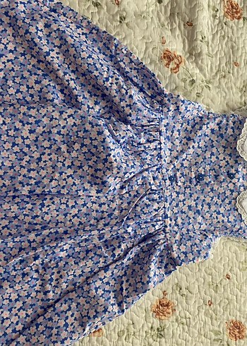 Dantel Detaylı Mavi Kız Çocuk Elbise - Görsel 3