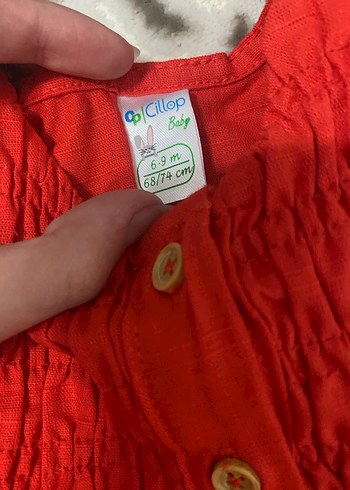 Kız bebek Kırmızı  Düğmeli Elbise - Görsel 3