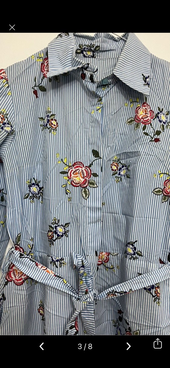 Mavi Çiçek Desenli Uzun Bohem Elbise - Görsel 3