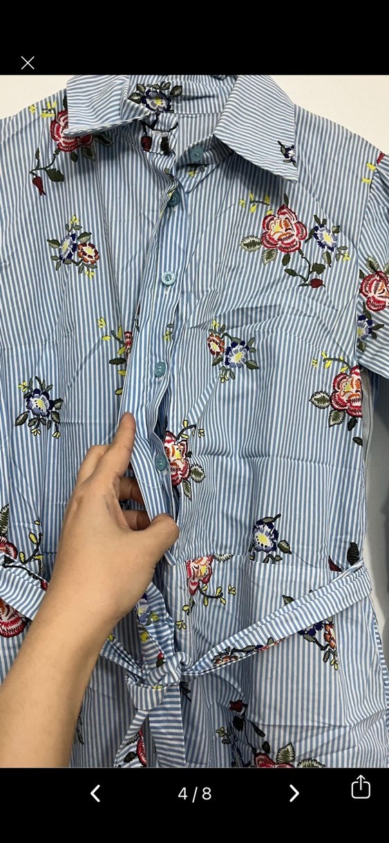 Mavi Çiçek Desenli Uzun Bohem Elbise - Görsel 4