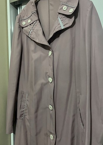 Uzun Düğmeli Pudra Kadın Pardesü - Görsel 3