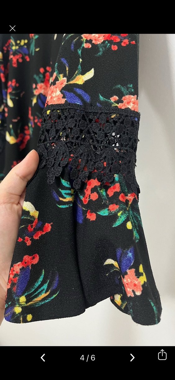 Çiçek Desenli Uzun Kollu Bohem Bluz - Görsel 2