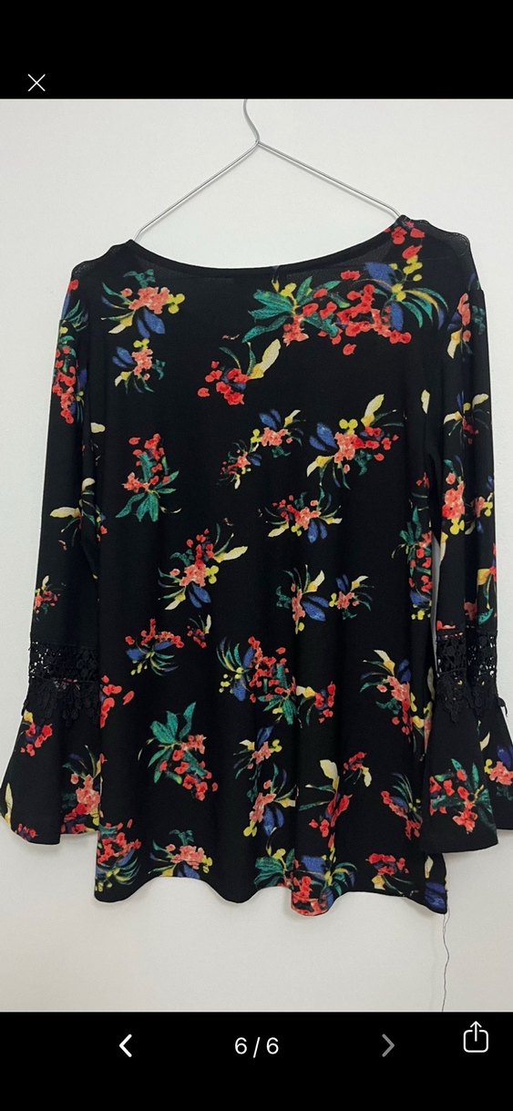 Çiçek Desenli Uzun Kollu Bohem Bluz - Görsel 3