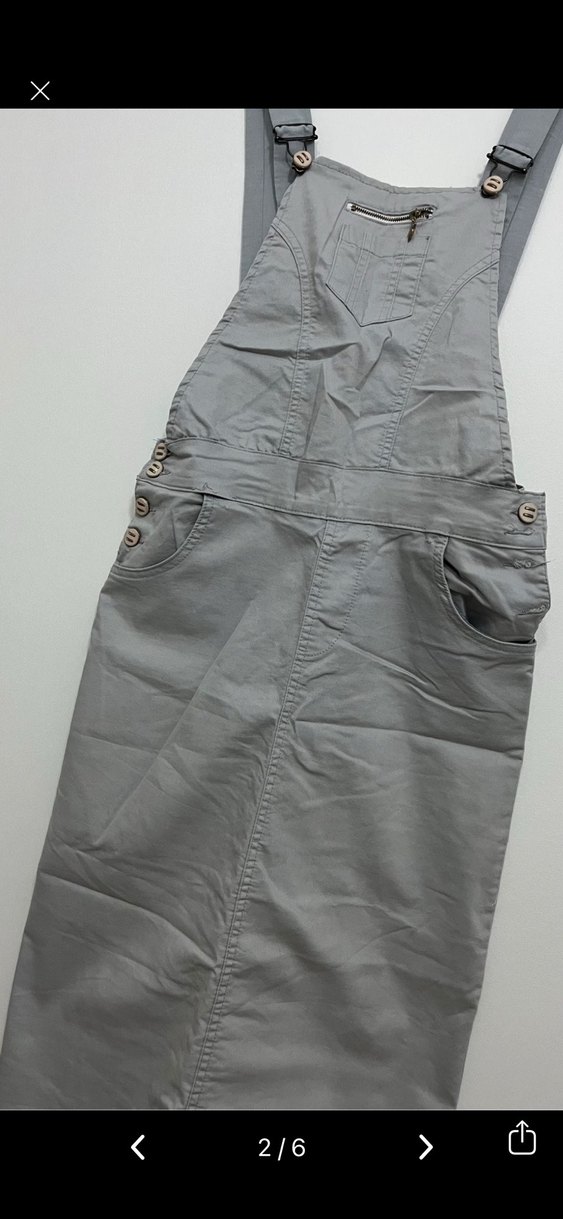 Kadın Gri Uzun Askılı Tulum - Görsel 2