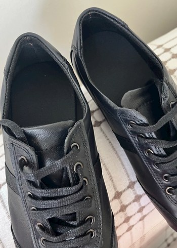 Siyah Bağcıklı Erkek Kadın Klasik Ayakkabı - Görsel 7