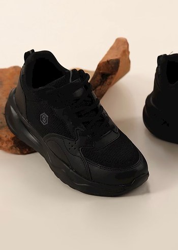 Siyah Bağcıklı Kadın Spor Ayakkabı - Görsel 3