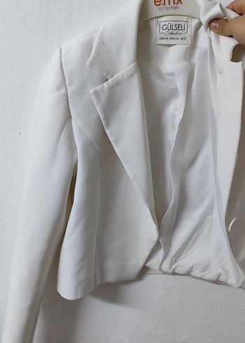 Kız Çocuk Beyaz Keten Düğmeli Bolero - Görsel 2