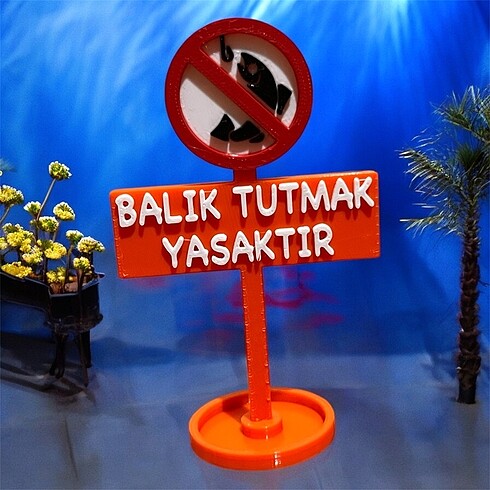 Balık tutmak yasaktır.(Akvaryum içi tabela)