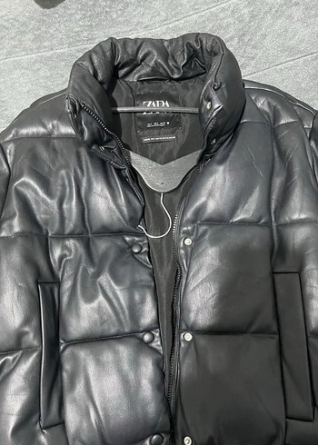 ZARA Siyah Deri Fermuarlı Kadın Ceket - Görsel 2