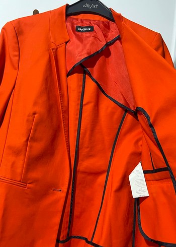 Network kırmızı mercan Düğmeli Blazer Ceket - Görsel 5