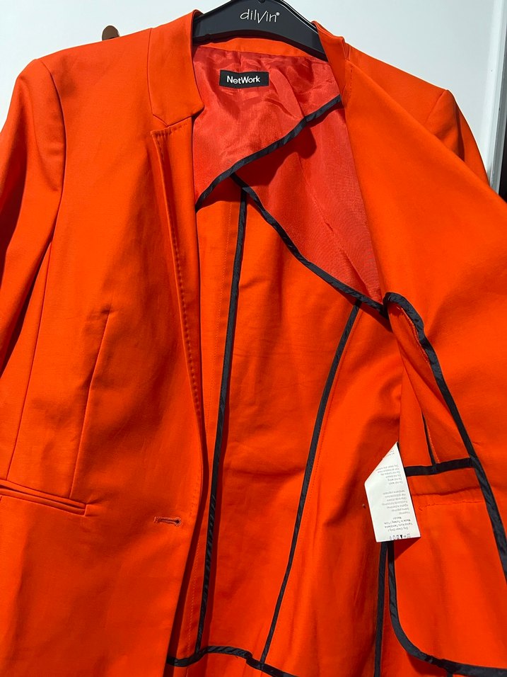 Network kırmızı mercan Düğmeli Blazer Ceket - Görsel 5