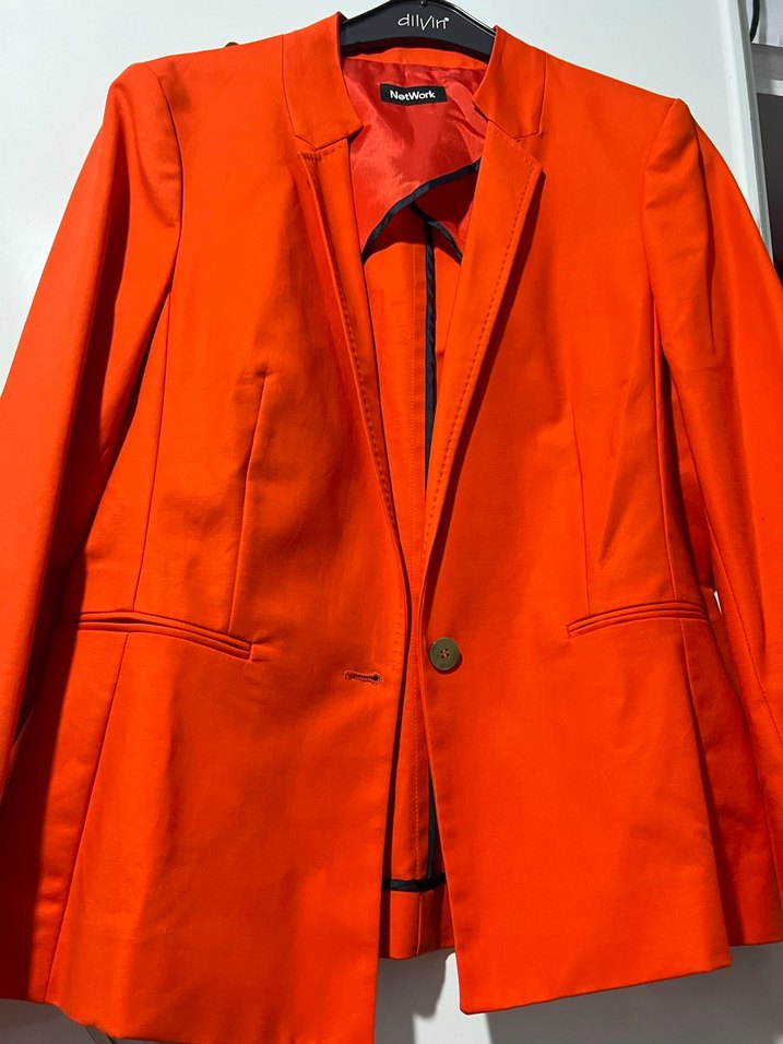 Network kırmızı mercan Düğmeli Blazer Ceket - Görsel 3