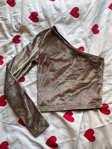 Tek Kol Kadife Bluz - Görsel 2