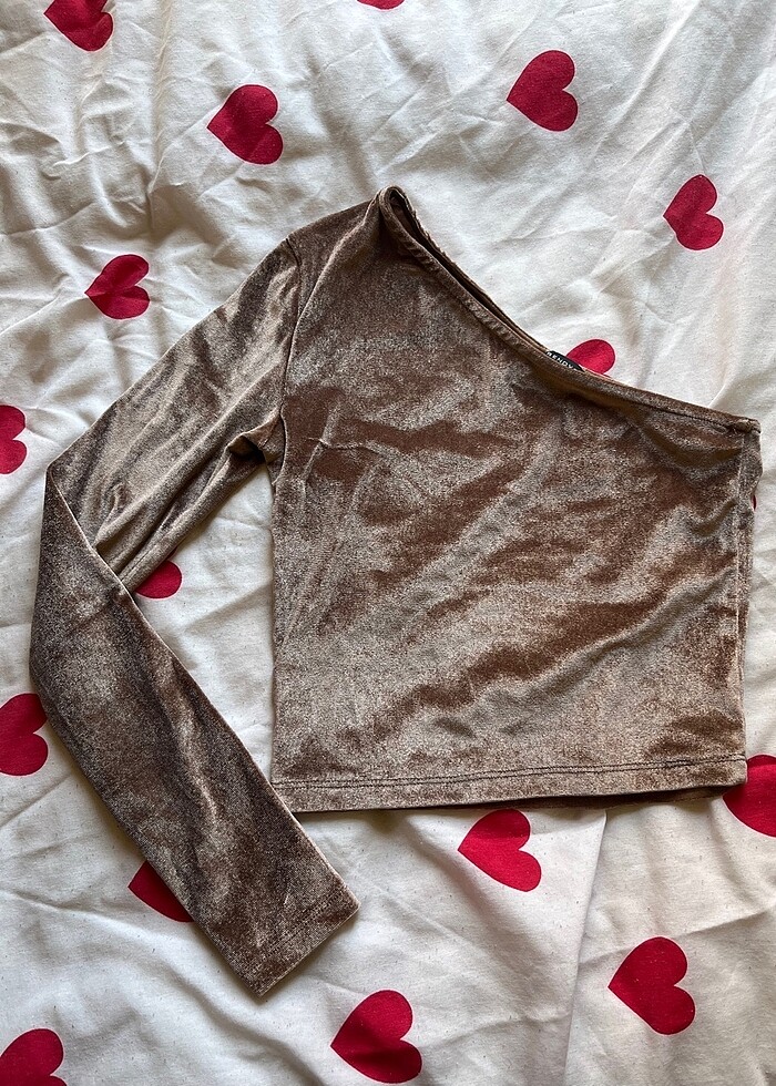 Tek Kol Kadife Bluz - Görsel 2