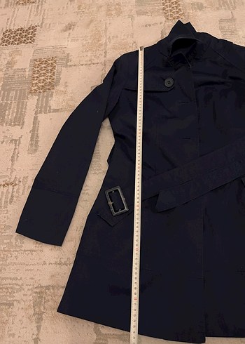 Lacivert Kemerli Kadın Trençkot - Görsel 4