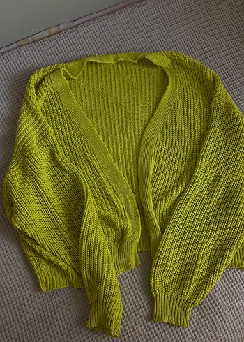 Kadın Sarı Triko oversıze Hırka - Görsel 4